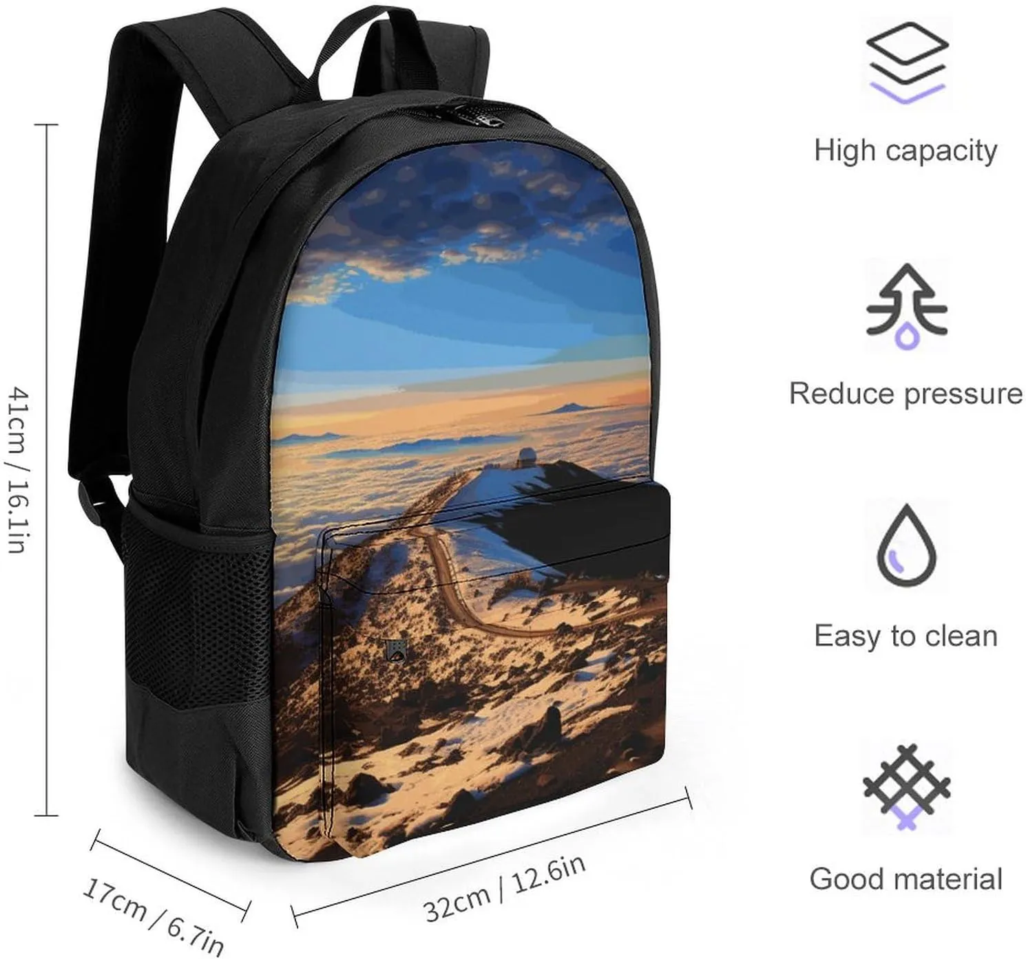 Backpack for Men Women Laptop Backpack Mauna Kea Summit Sunset Casual Daypack Laptop Bag for Travel