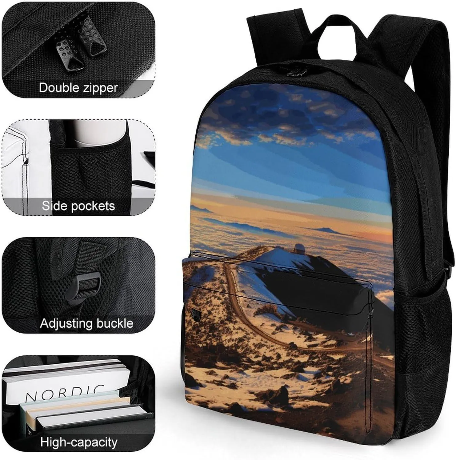 Backpack for Men Women Laptop Backpack Mauna Kea Summit Sunset Casual Daypack Laptop Bag for Travel