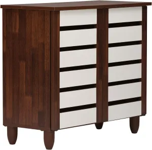 Baxton Studio SC865512-Dirty Oak Shoe Storage Cabinet, Brown
