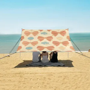 Beach Shade Tent with UPF50  UV Protection,Vintage Chinese Style Bows Lightweight Camping Sun Shelter for Outdoor,Camping Trips, Fishing, Backyard,Picnics,Easy Set Up and Carry 9x10.5 FT