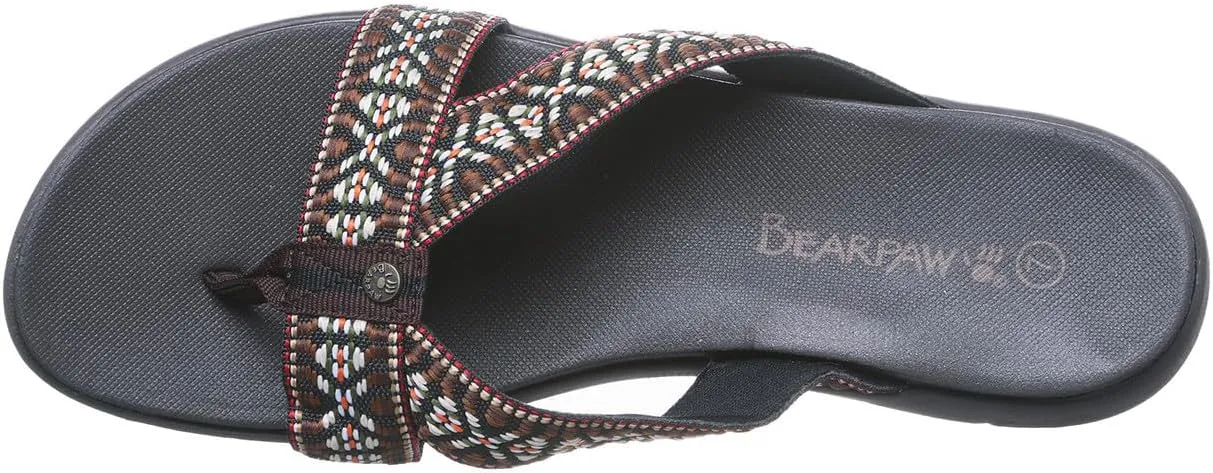 BEARPAW Women's Juniper Black Size 5 | Women's Flip Flop Sandal | Women's Shoe | Comfortable & Lightweight