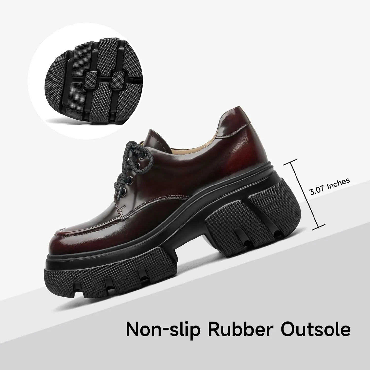 BEAU TODAY Women's Platform Oxfords, Chunky Work Oxford Shoes for Women, Business Casual Leather Shoes Women, Comfortable Non-Slip Round Toe Dressy Shoes