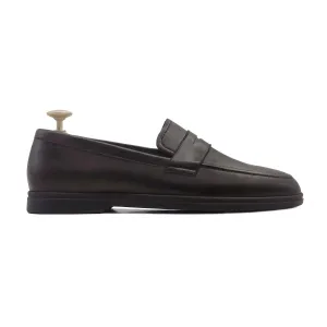 Bespoke Men's  Dark Brown Leather Penny Loafer