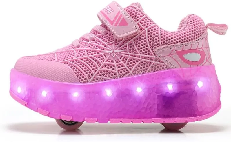 BFOEL Rechargeable Roller Shoes for Boys Girls Age 6-14 with LED Light-Up Kids Sneakers for Outdoor Play, Birthday