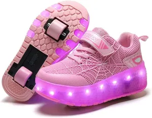 BFOEL Rechargeable Roller Shoes for Boys Girls Age 6-14 with LED Light-Up Kids Sneakers for Outdoor Play, Birthday