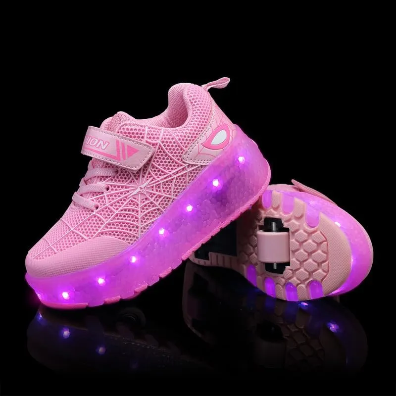 BFOEL Rechargeable Roller Shoes for Boys Girls Age 6-14 with LED Light-Up Kids Sneakers for Outdoor Play, Birthday