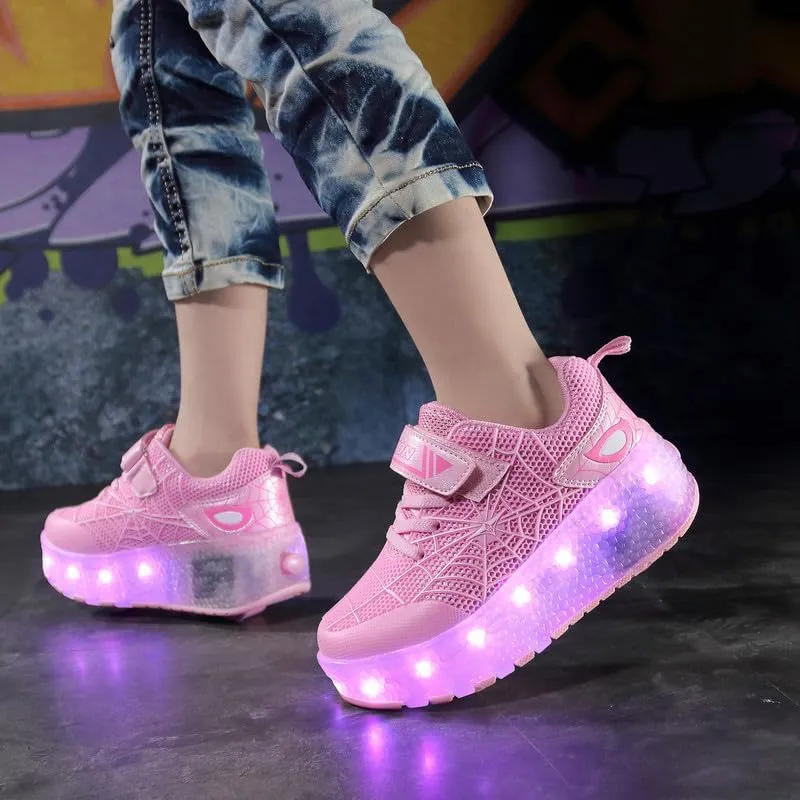 BFOEL Rechargeable Roller Shoes for Boys Girls Age 6-14 with LED Light-Up Kids Sneakers for Outdoor Play, Birthday