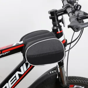 Bike Frame Storage Bag, Water Resistant Reflective Bicycle Bag with Two Side Pockets, Waterproof Pouch for Phone, Wallet, Keys, Tools, Accessories