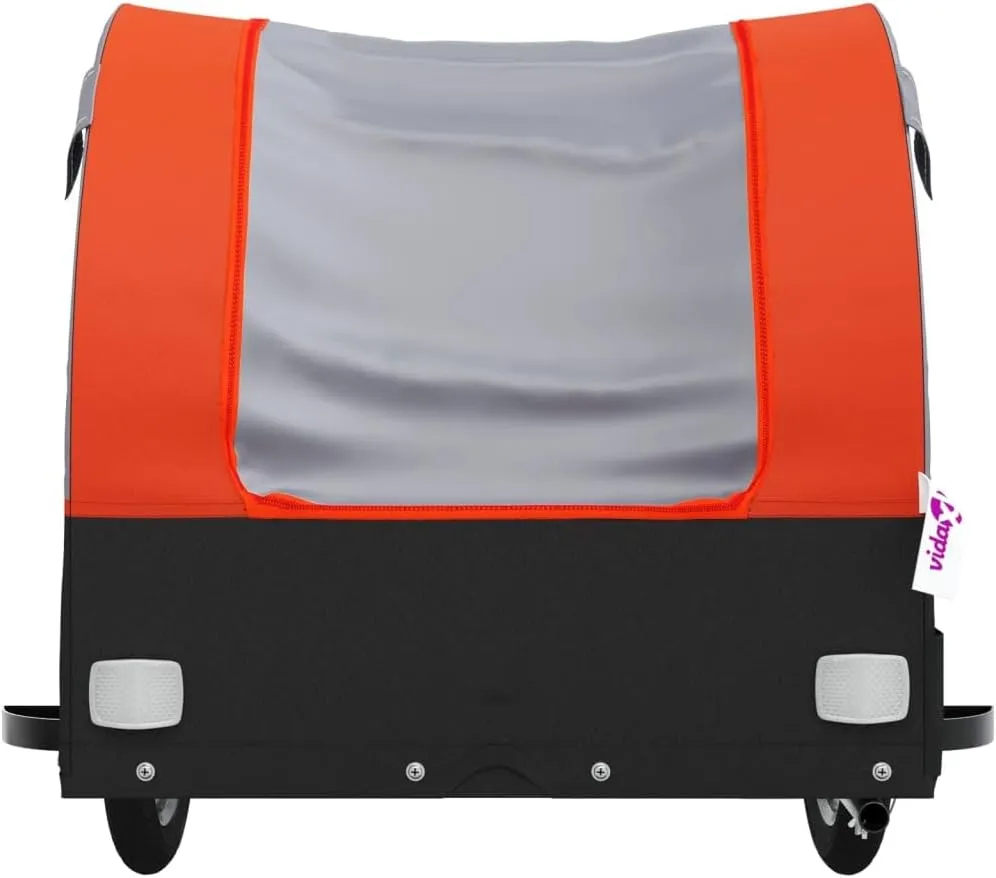 Bike Trailer Bicycle Trailer, Bicycle Cargo Trailer, Two-Wheel Bike Luggage Wagon Bicycle Trailer with Safety Flag, Black and Orange 99.2 lb Iron 52.4"x26.8"x26.8", -176