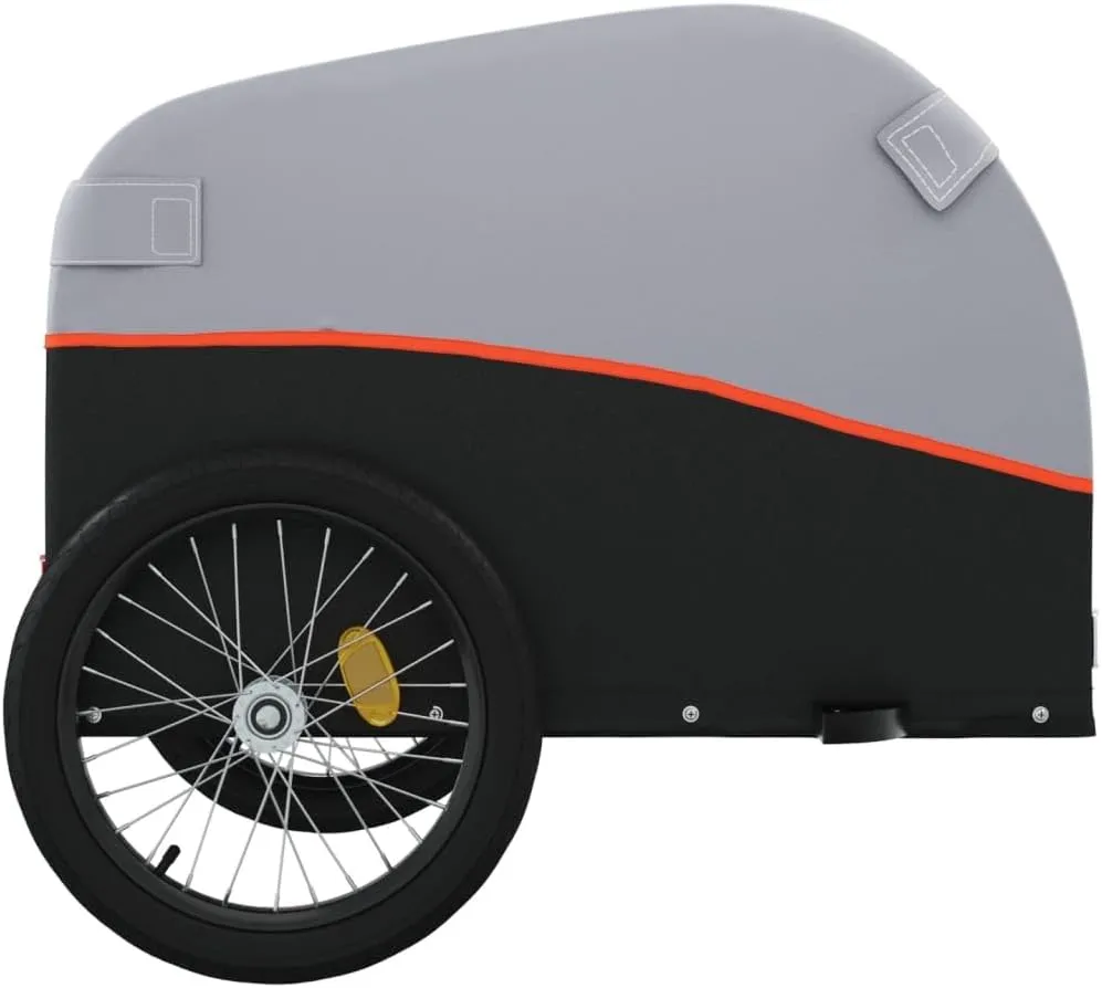 Bike Trailer Bicycle Trailer, Bicycle Cargo Trailer, Two-Wheel Bike Luggage Wagon Bicycle Trailer with Safety Flag, Black and Orange 99.2 lb Iron 52.4"x26.8"x26.8", -176
