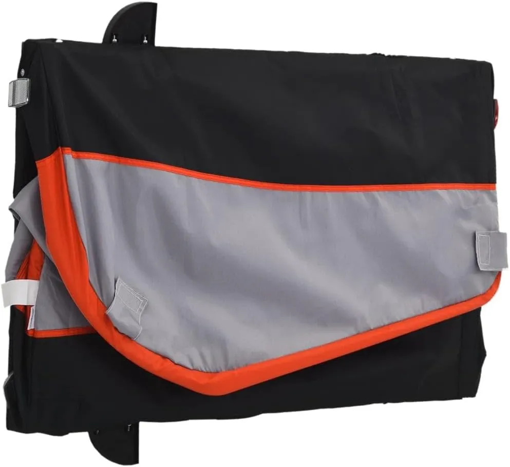 Bike Trailer Bicycle Trailer, Bicycle Cargo Trailer, Two-Wheel Bike Luggage Wagon Bicycle Trailer with Safety Flag, Black and Orange 99.2 lb Iron 52.4"x26.8"x26.8", -176