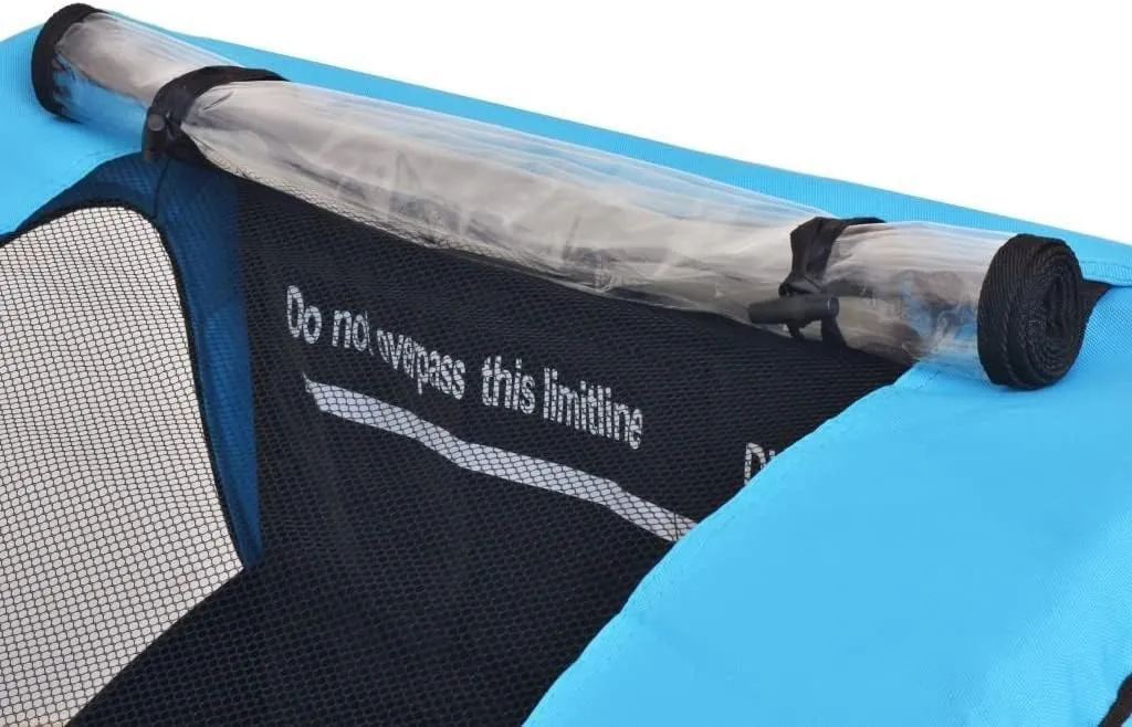 Bike Trailers Children's Bicycle Trailer Grey and Blue ，Children's Bicycle Trailer Pram Bike Trailer with Wheel Reflectors and Safety Flag ，Strong Steel Frame for 1 to 2 Kids