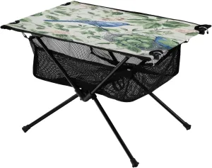 Birds and Leaves Portable Folding Camping Table, Compact Lightweight Beach Table with Carrying Bag for Outdoor Picnics, BBQs, Camp
