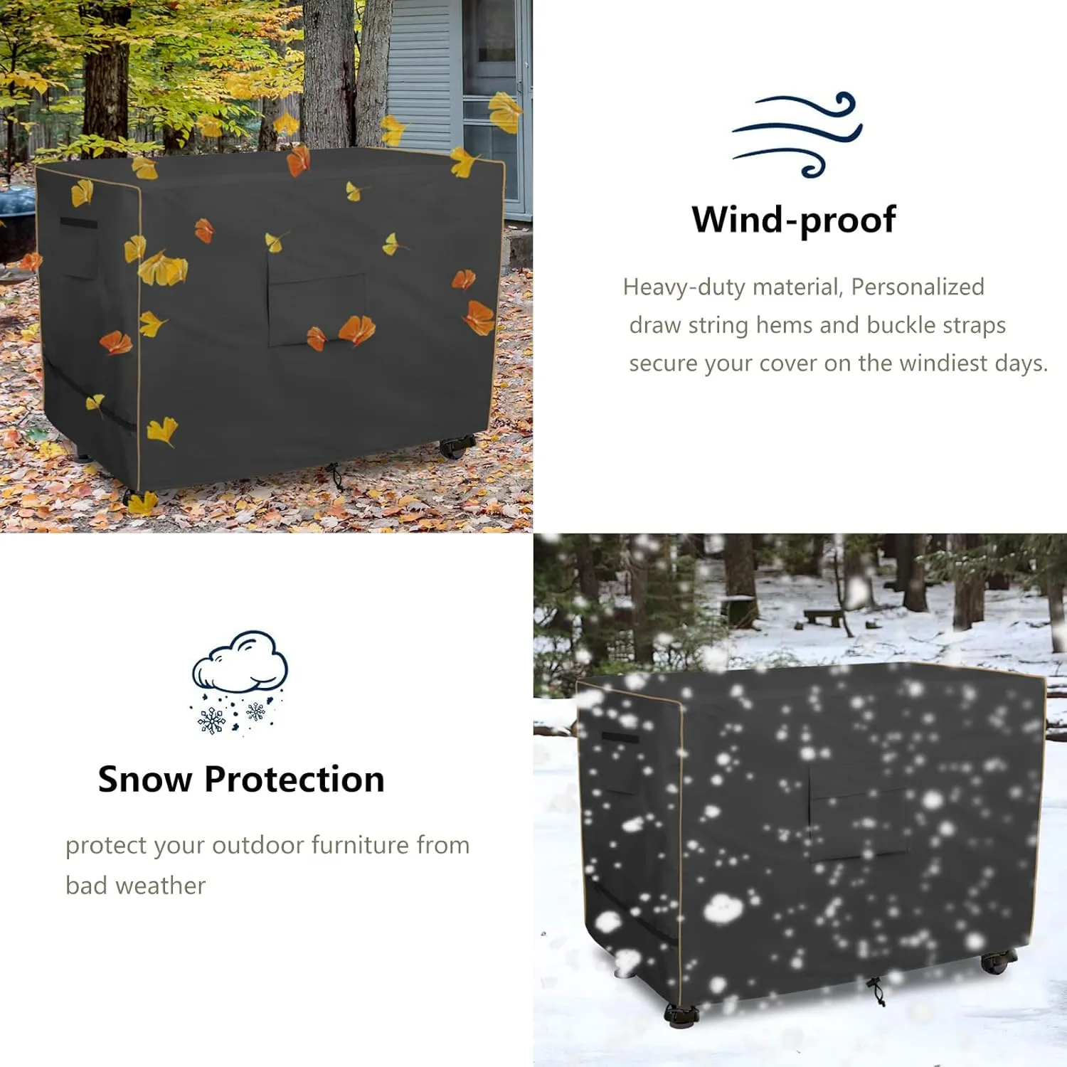 Bitubi Prep Table Cover with Split Zipper for 52 Inch Keter Unity XL Portable Outdoor Table, Heavy Duty Waterproof Fabric, Compatible with 52 Inch Kitchen Island Table, Black
