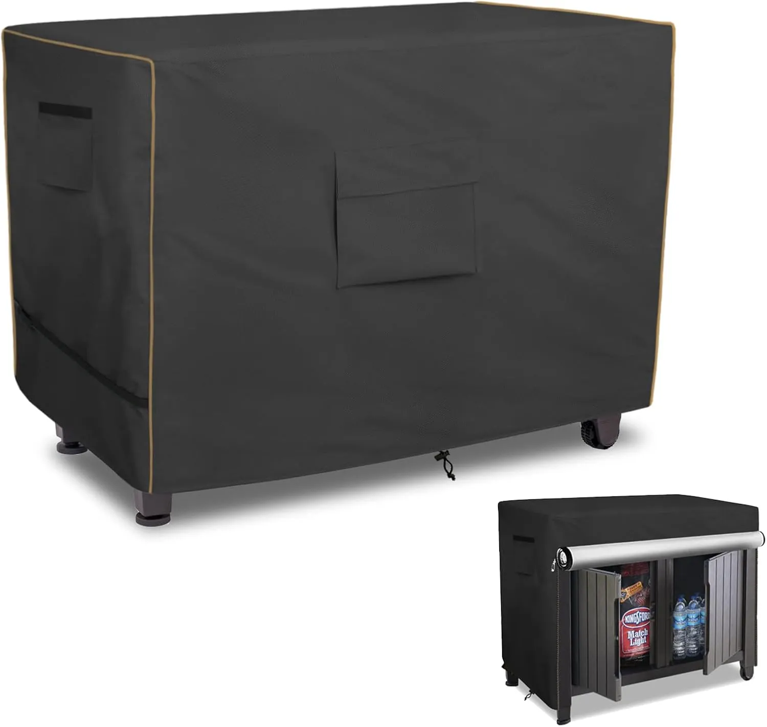 Bitubi Prep Table Cover with Split Zipper for 52 Inch Keter Unity XL Portable Outdoor Table, Heavy Duty Waterproof Fabric, Compatible with 52 Inch Kitchen Island Table, Black
