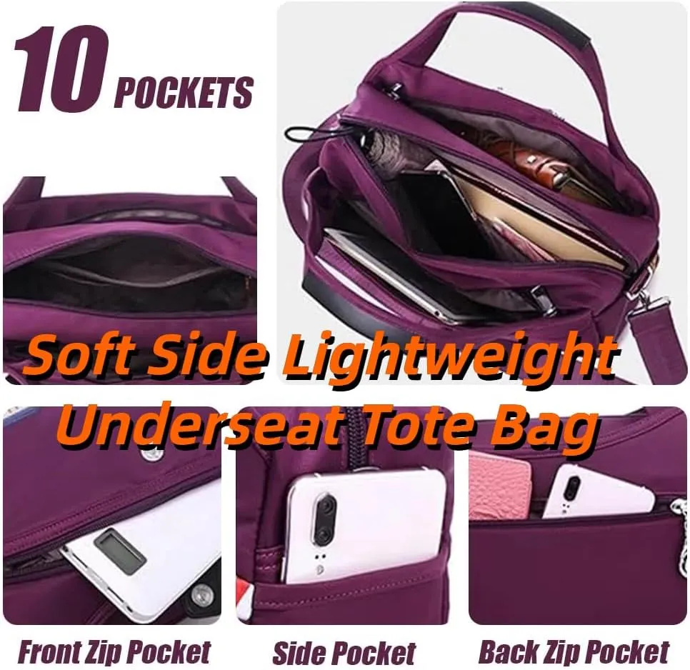 Blaciokamith Soft Side Lightweight Underseat Tote Bag, Waterproof Durable Oxford Cloth Shoulder Bags Multi-pocket Bulk (E)