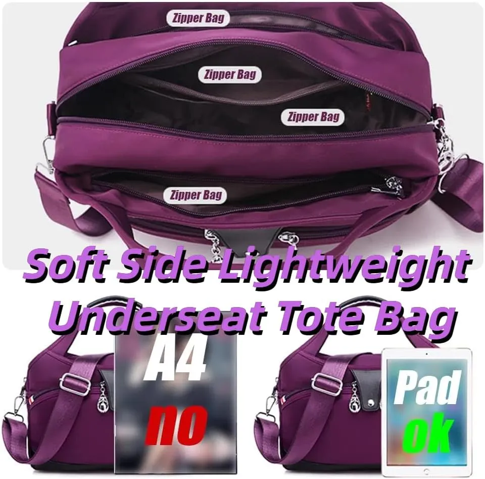 Blaciokamith Soft Side Lightweight Underseat Tote Bag, Waterproof Durable Oxford Cloth Shoulder Bags Multi-pocket Bulk (E)