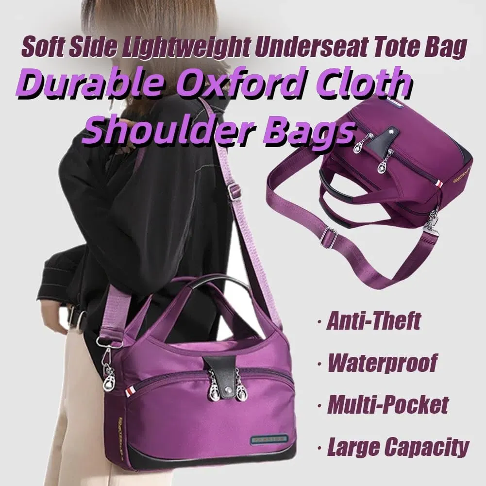 Blaciokamith Soft Side Lightweight Underseat Tote Bag, Waterproof Durable Oxford Cloth Shoulder Bags Multi-pocket Bulk (E)