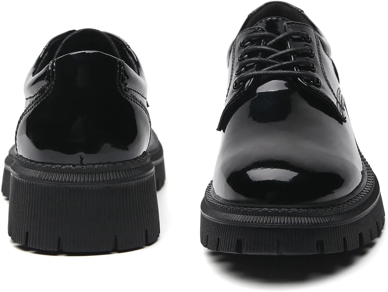 Black Platform Oxford Shoes for Women Chunky Leather Work Office Non Slip Dress Shoes Saddle Comfortable Business Shoes