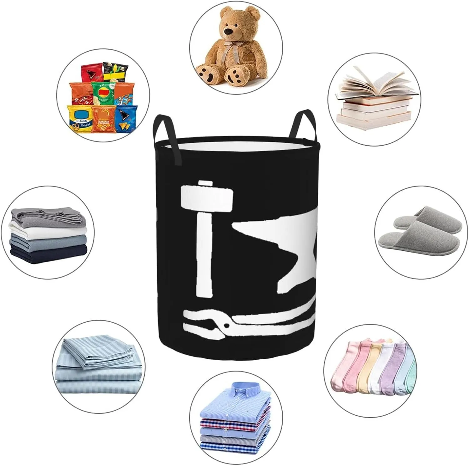 Blacksmith Hammer Cotton Calf Socks Dirty clothes laundry basket with handle Medium
