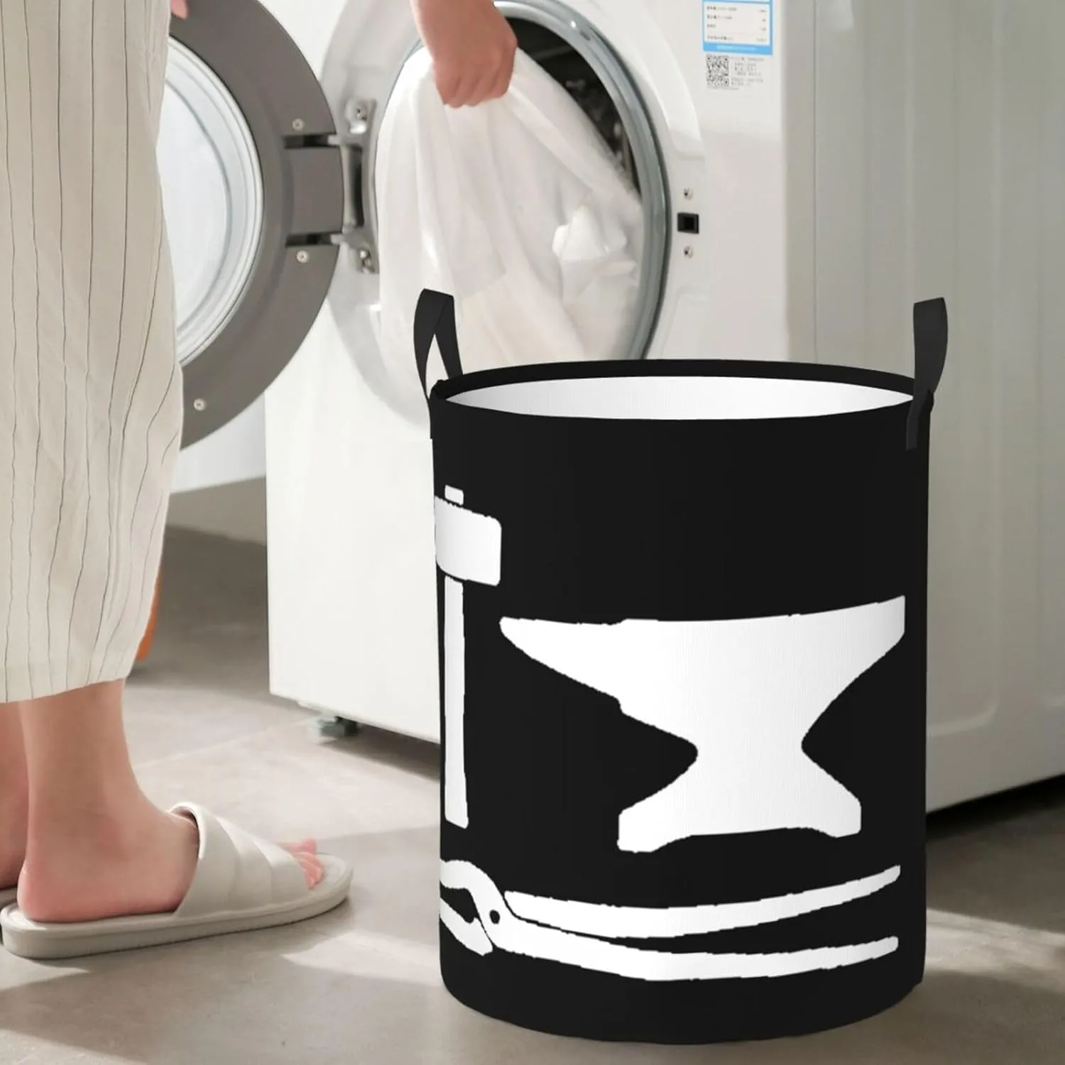 Blacksmith Hammer Cotton Calf Socks Dirty clothes laundry basket with handle Medium