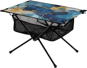 Bolaz Outdoor Folding Portable Picnic Camping Table-Blue Marble6,Storage Mesh for Camping Gear Accessories, Hiking, Mountaineering, Outdoor Travel