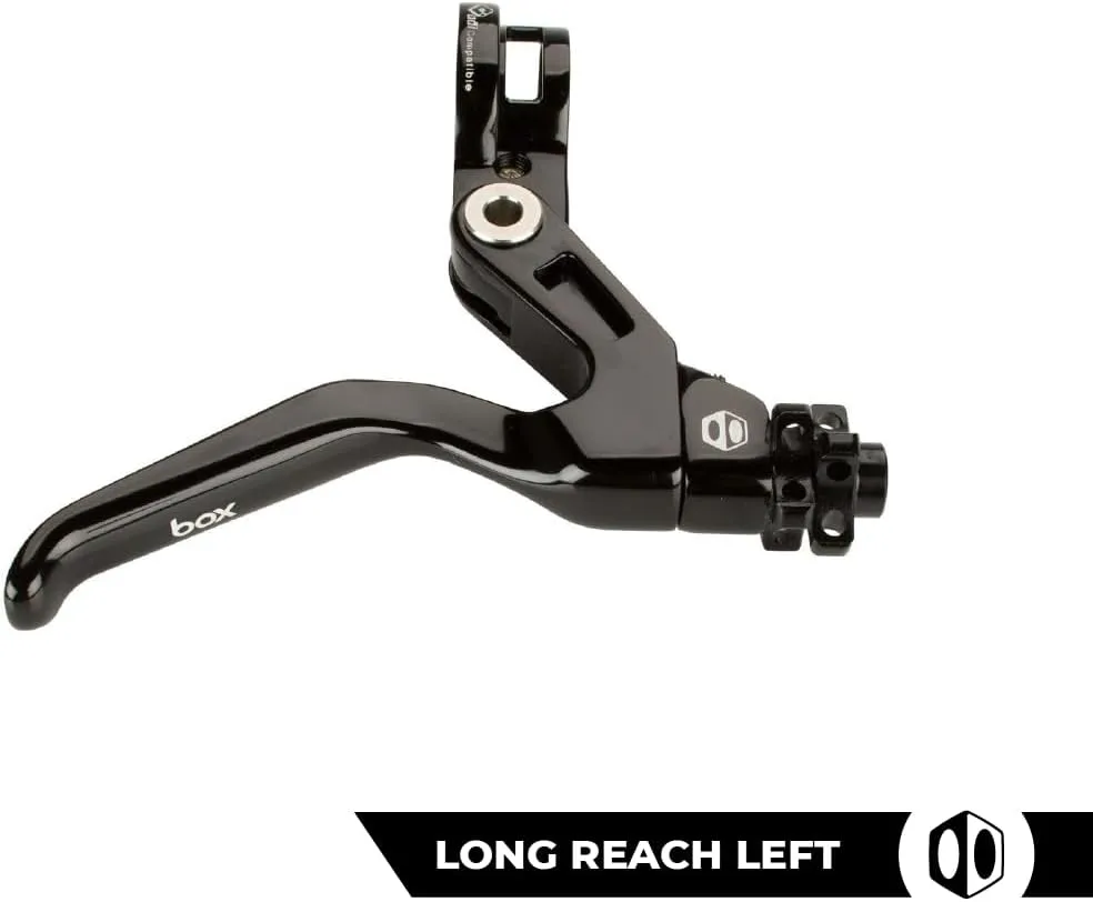 Box One Genius BMX Brake Lever with Clamp Three Cold Forged V-Point Reversible Flip Bicycle Brake Levers Adjustable Reach for Precision Control, Anodized with Laser-Etched Graphics Finish