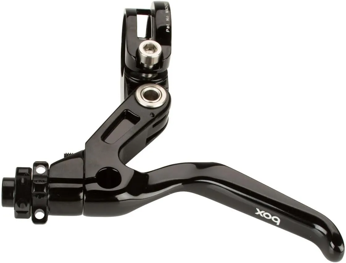 Box One Genius BMX Brake Lever with Clamp Three Cold Forged V-Point Reversible Flip Bicycle Brake Levers Adjustable Reach for Precision Control, Anodized with Laser-Etched Graphics Finish