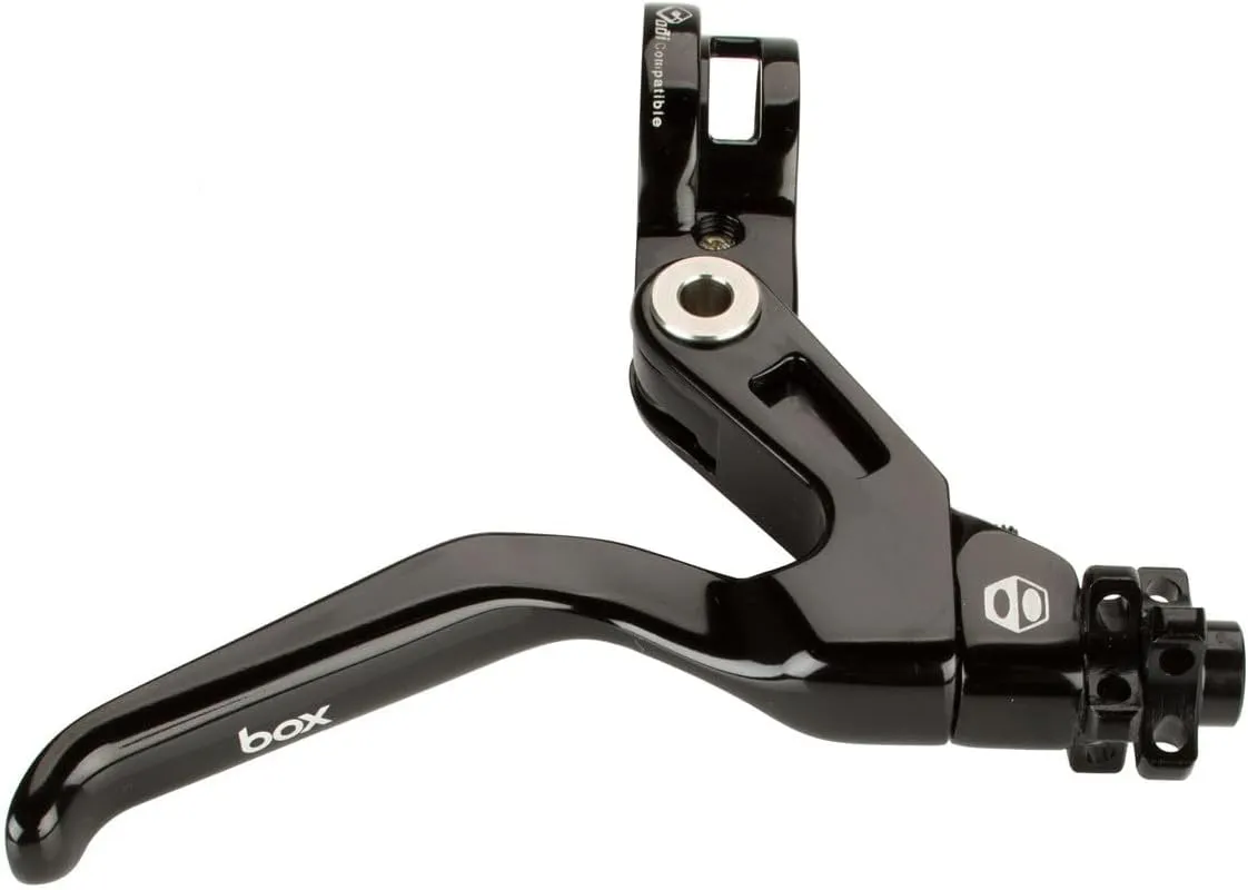 Box One Genius BMX Brake Lever with Clamp Three Cold Forged V-Point Reversible Flip Bicycle Brake Levers Adjustable Reach for Precision Control, Anodized with Laser-Etched Graphics Finish