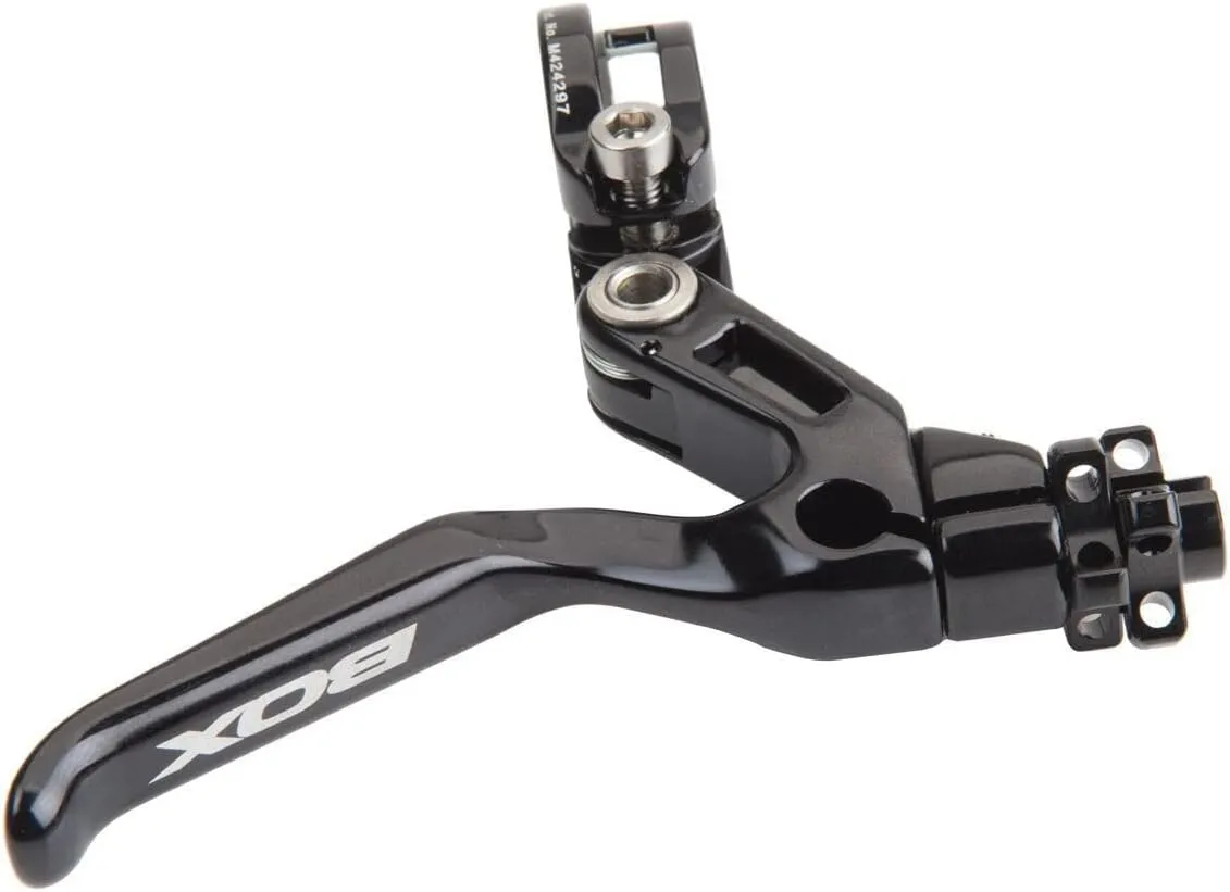 Box One Genius BMX Brake Lever with Clamp Three Cold Forged V-Point Reversible Flip Bicycle Brake Levers Adjustable Reach for Precision Control, Anodized with Laser-Etched Graphics Finish