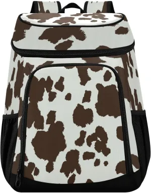 Brown Cow Print Cooler Backpack Insulated Waterproof Leak Proof Beach Cooler Bag Lightweight Lunch Picnic Camping Backpack Cooler for Men and Women