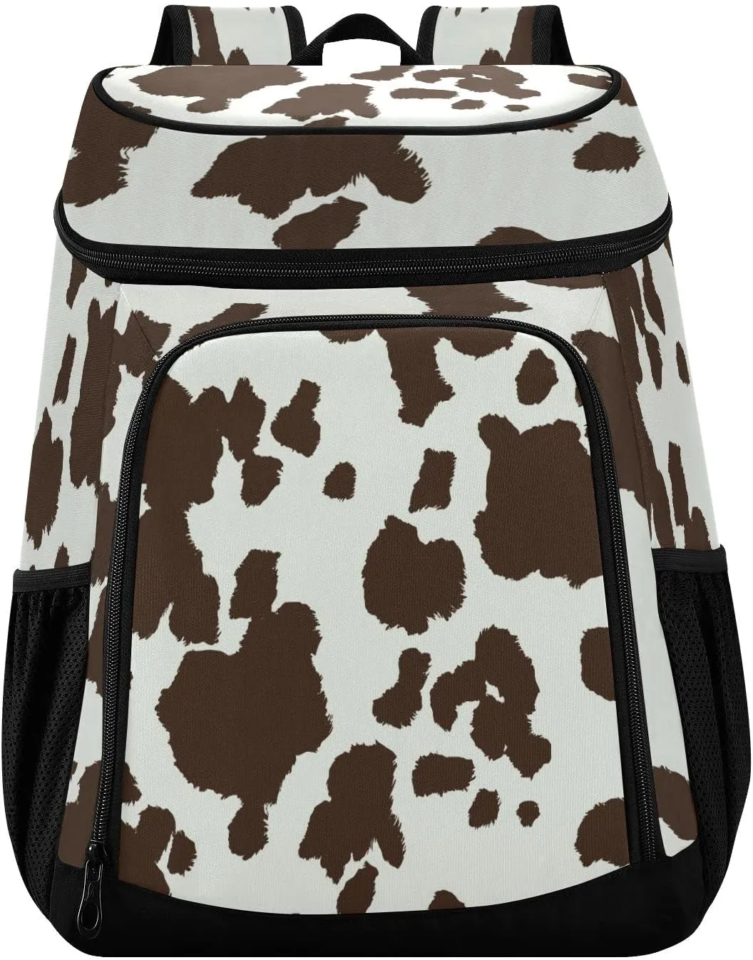 Brown Cow Print Cooler Backpack Insulated Waterproof Leak Proof Beach Cooler Bag Lightweight Lunch Picnic Camping Backpack Cooler for Men and Women