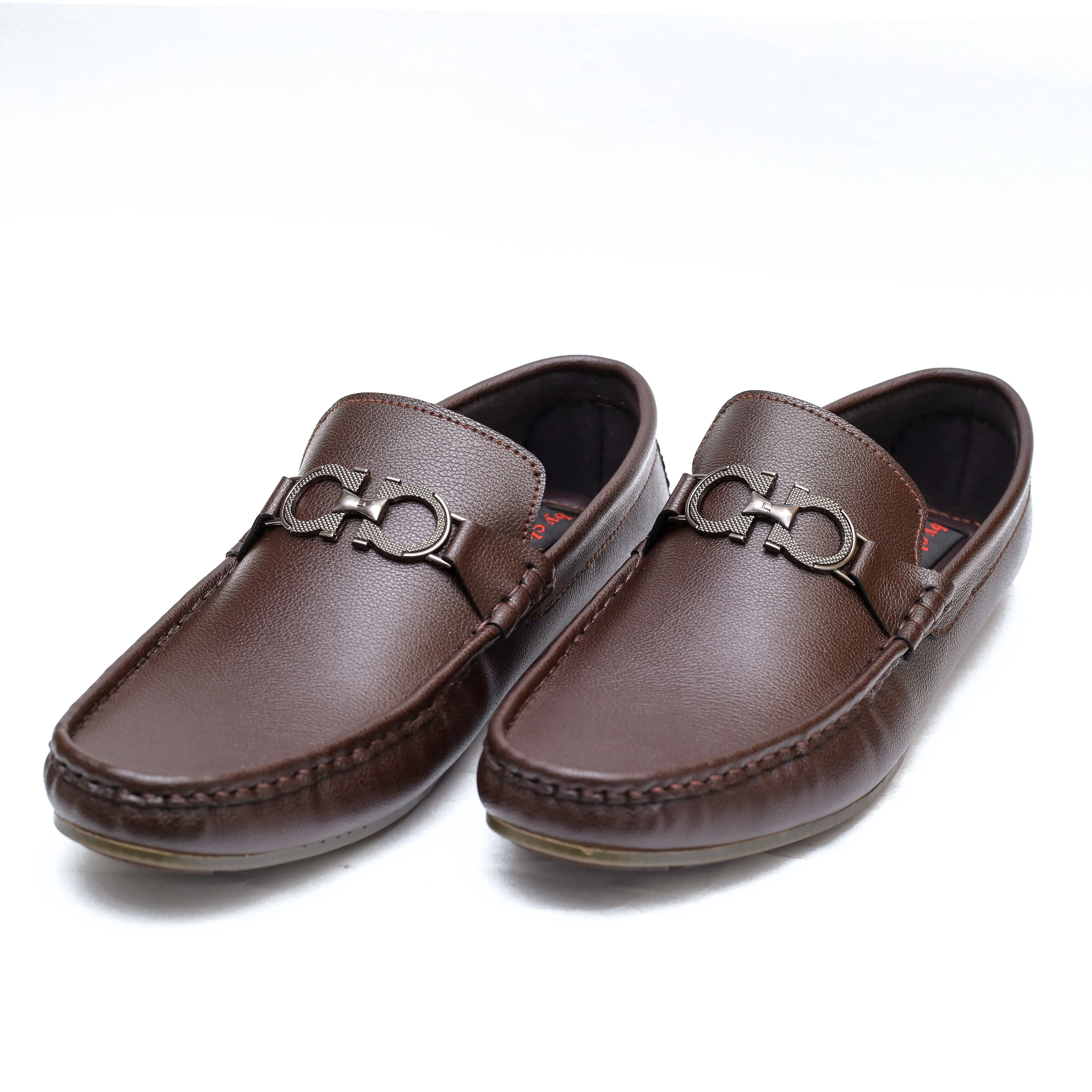 Brown Mild Round Buckle Loafer