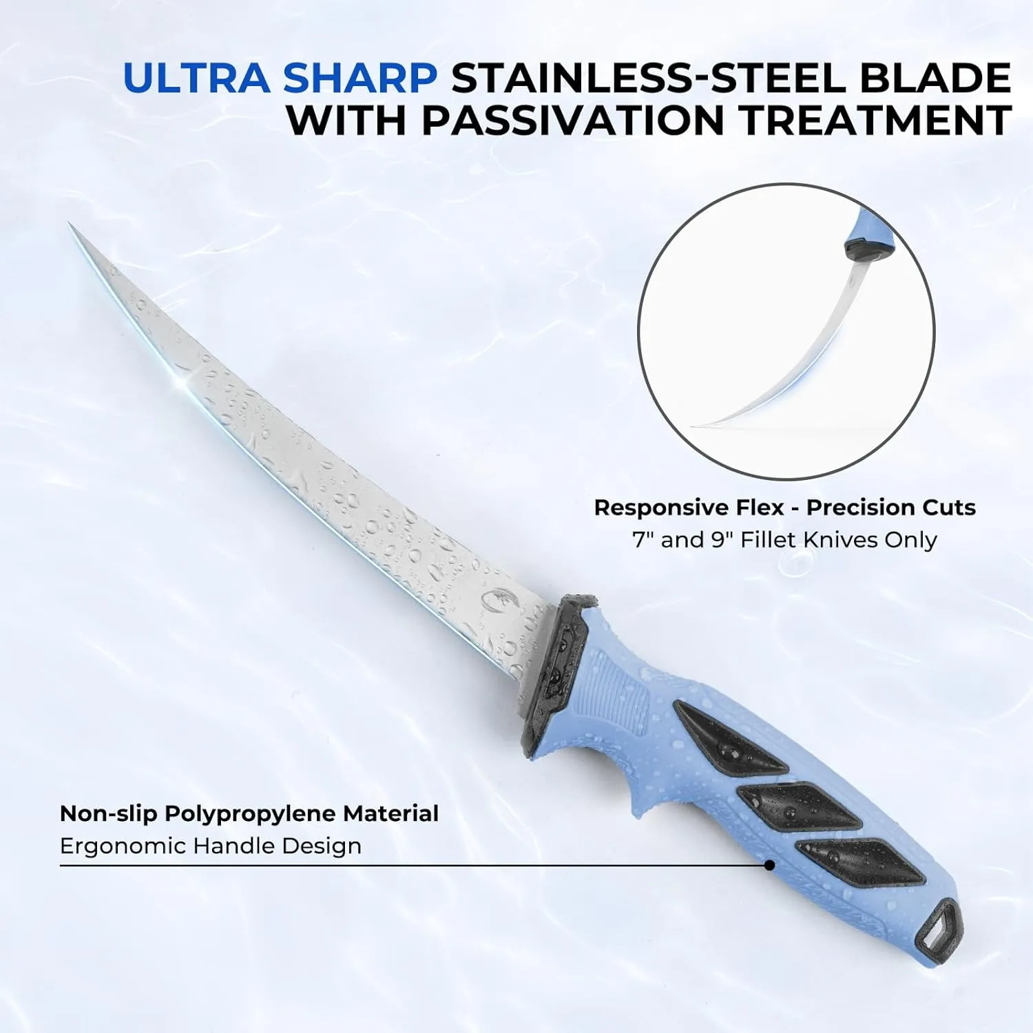 Calamus SwiftGlide Fillet Knife Kit Combo, Fishing Bait Knife and Filet Knives, G4116 German Stainless-steel Blades, Non-slip Handle, Fish Scaler, Non-slip Grip Gloves, Sharpening Rod, Storage Bag