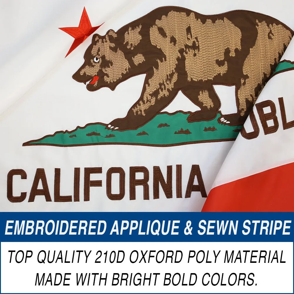 California Single-sided Embroidered Flag 3x5ft