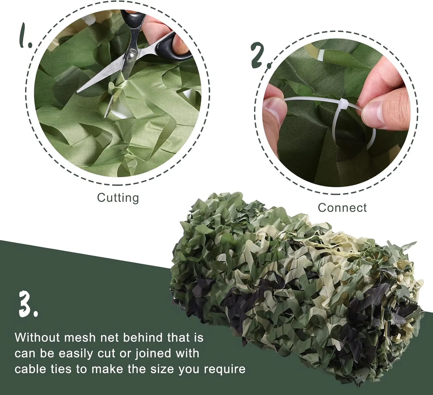 Camo Netting Camouflage Netting, Bulk Roll Mesh Nets Camouflage Nets Military Surplus for for Hunting Blind Sunshade Car Cover Party Decorations