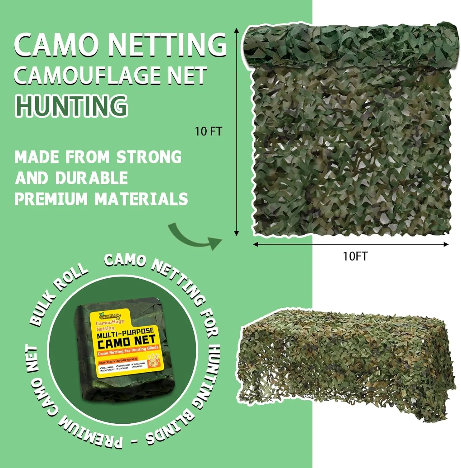 Camo Netting Camouflage Netting, Military Camo Net Cover Outdoor for Hunting Blinds, Army Surplus Camo Theme Party Decorations