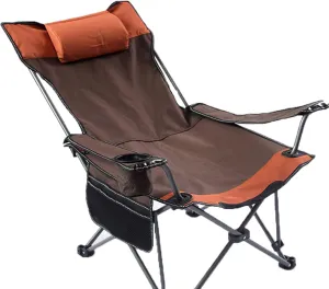 Camping Chairs with Foot Rest for Adults, Beach Chairs High Off Ground Reclining, Picnic Chairs Folding, with Cup Holders and Side Pocket,G