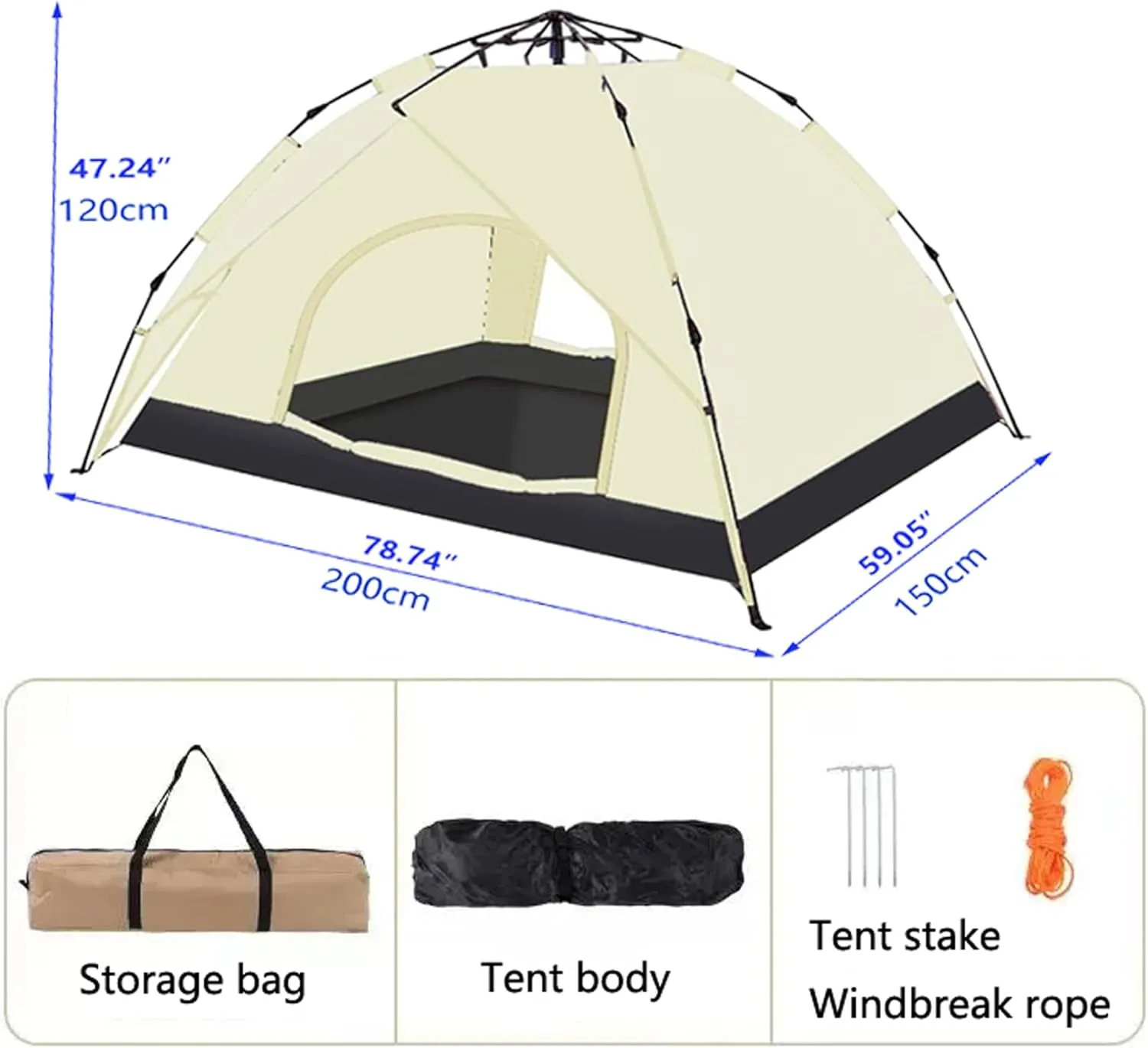Camping Tent for 2-3 Person Lightweight Waterproof Tent, Easy Set Up Carrying Bag, Dome Tents for Camping Beach Outdoor Travel