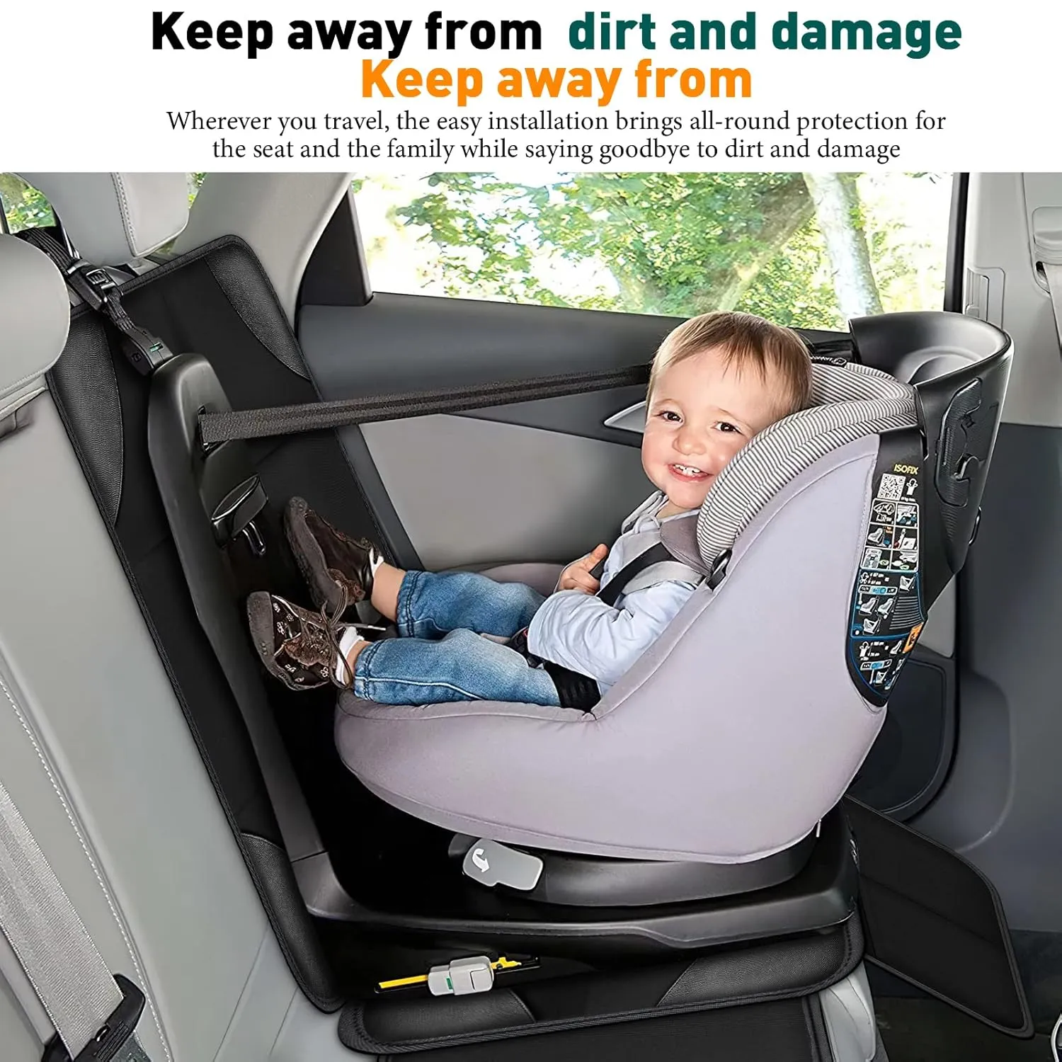 Car Seat Protector, 1 Pack of Seat Protectors, Thickest Padded 600D Fabric Padding, Waterproof, Durable, Anti Slip Backing, Child Seat Protection, Suitable for Babies, Toddlers, Children
