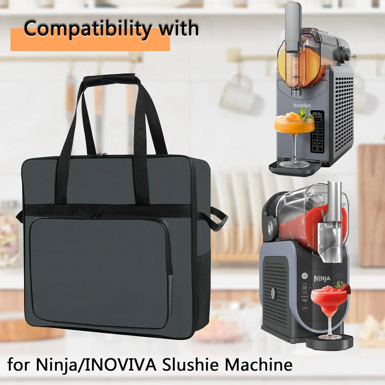 Carrying Bag for Ninja SLUSHi Slushie Machine, Portable Outdoor Frozen Drink Maker Travel Bag Case Front-Opening Design Slushie Machine Bag for Ninja SLUSHi Slushie Machine FS301