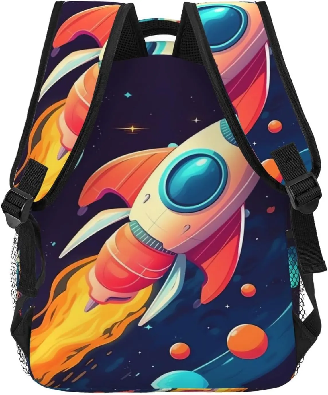 Cartoon rocket in space Travel Backpack for Men & Women 15.6 inch Laptop Backpack Waterproof Work Back Pack