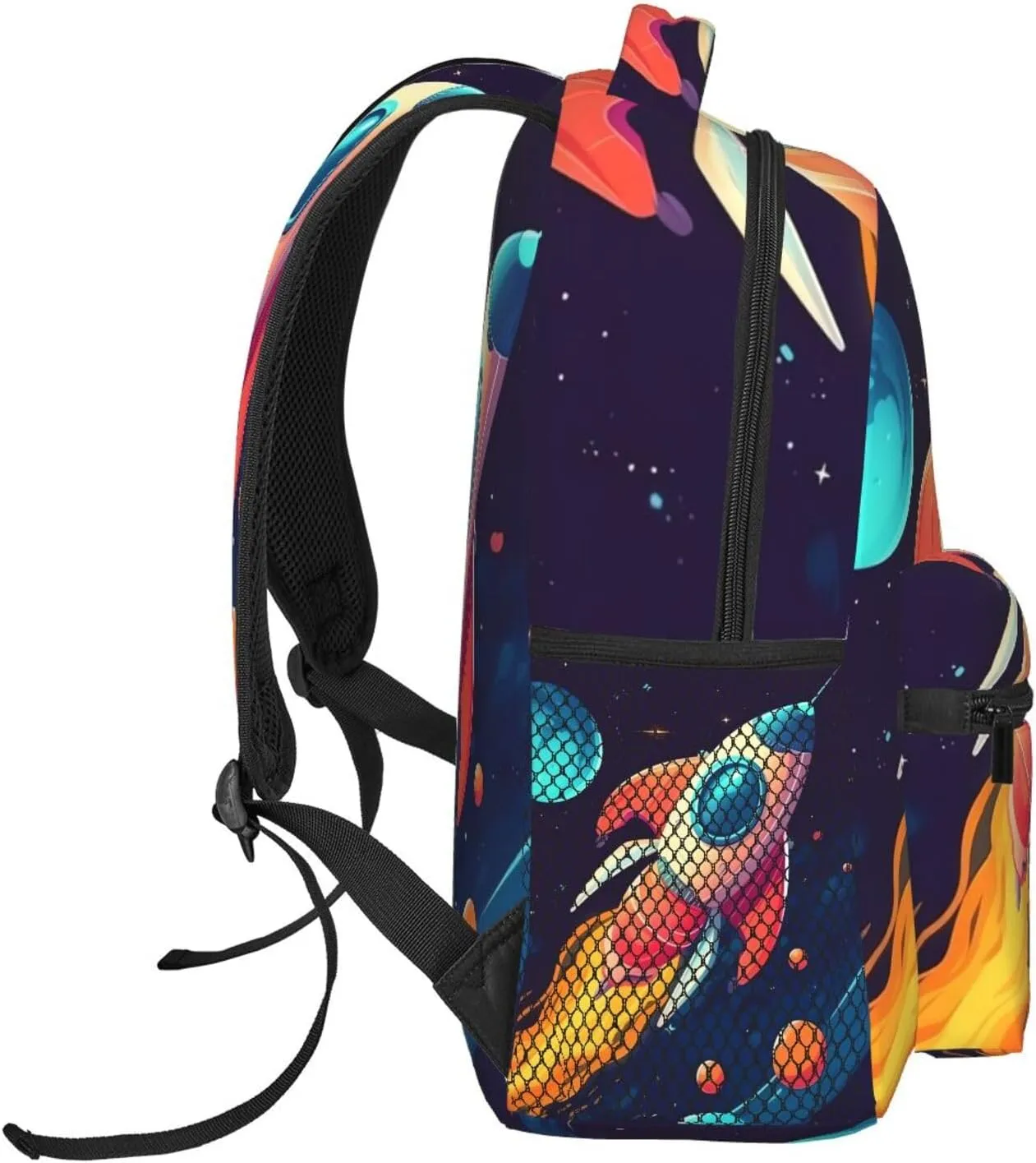 Cartoon rocket in space Travel Backpack for Men & Women 15.6 inch Laptop Backpack Waterproof Work Back Pack