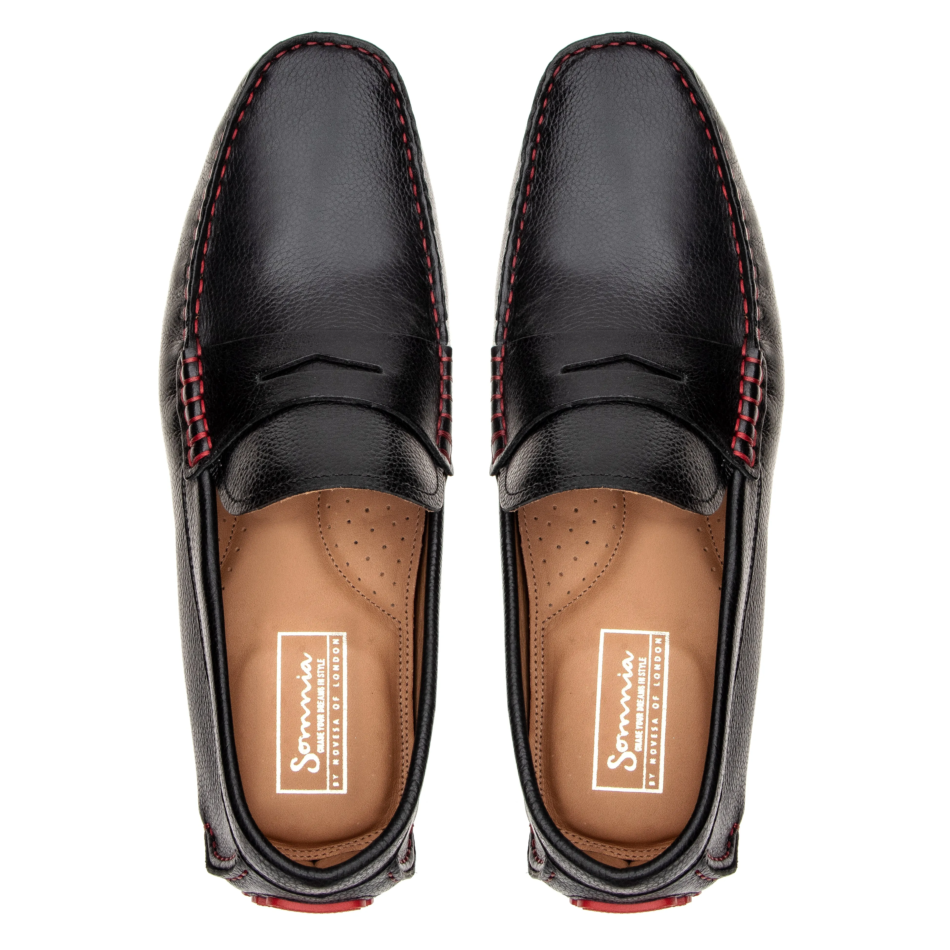 Charles Driver Shoe - Dark Brown/Red
