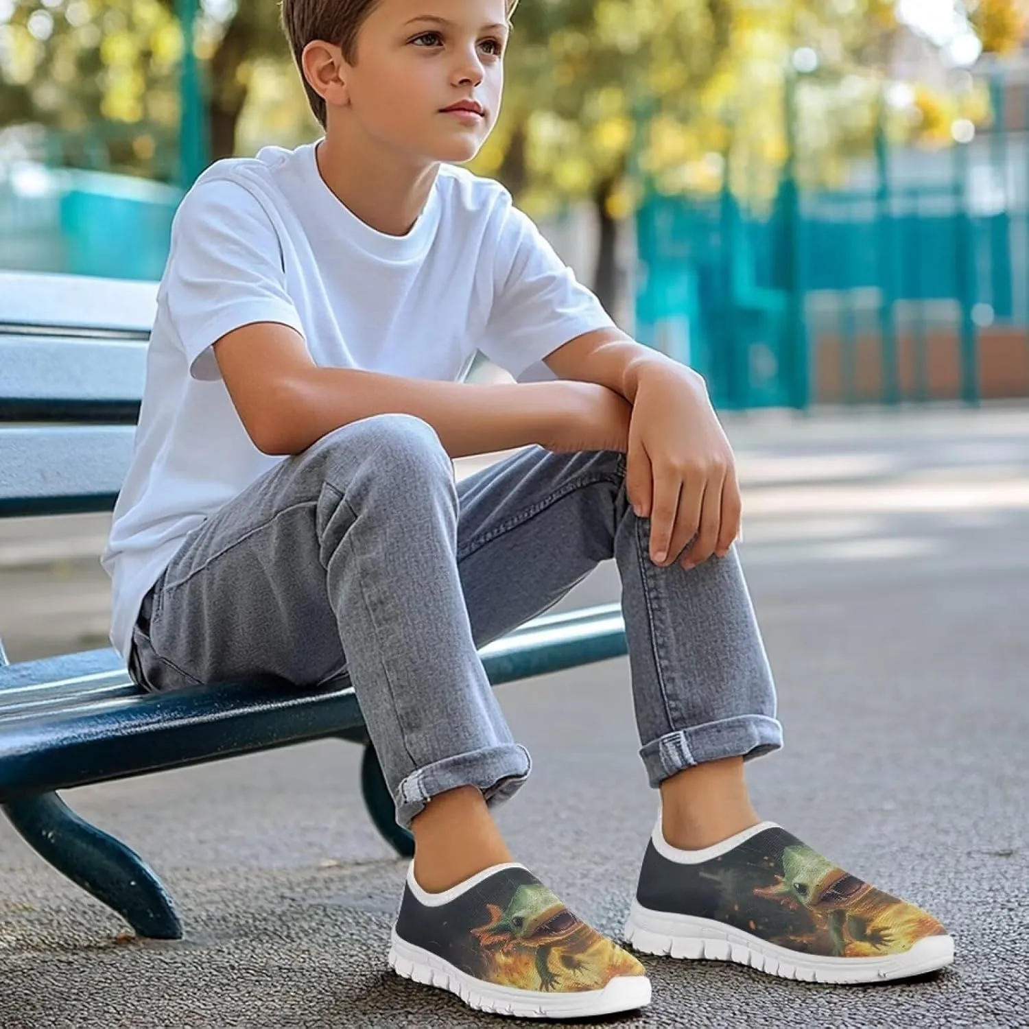 Children's Running Shoes Non-Slip Tennis Shoes Boys Girls Breathable Mesh Fashion Sports Sneaker