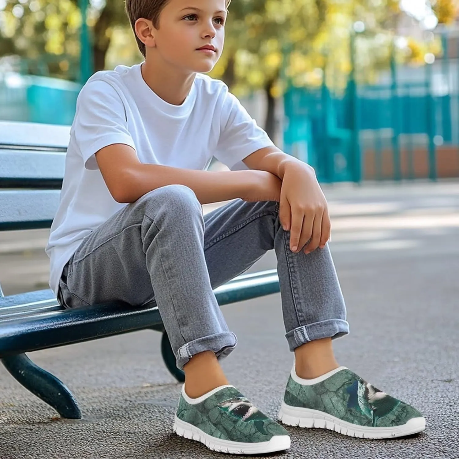 Children's Running Shoes Non-Slip Tennis Shoes Boys Girls Breathable Mesh Fashion Sports Sneaker