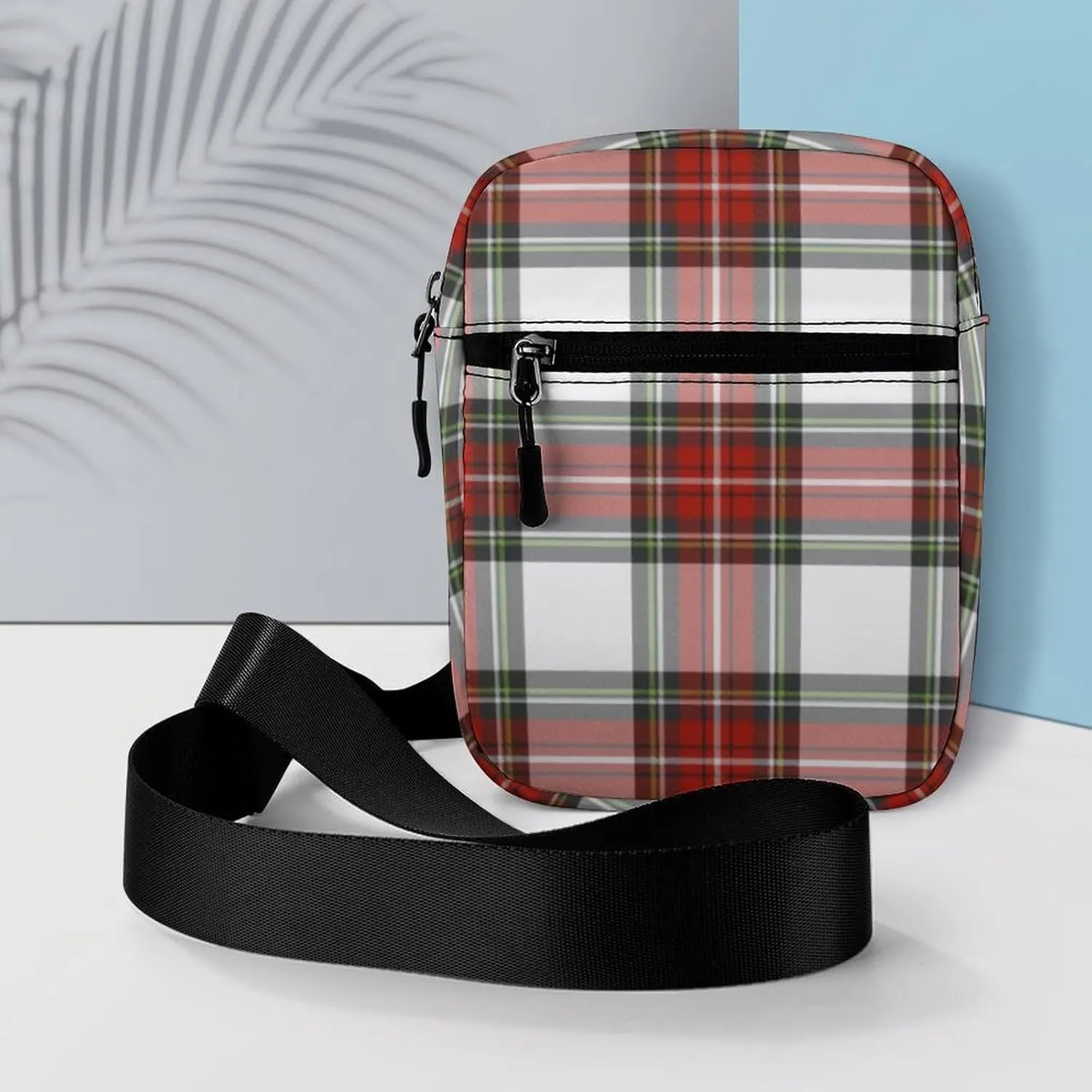 Christmas Grid Red Grid Detachable Shoulder Strap Small Shoulder Bag Unisex