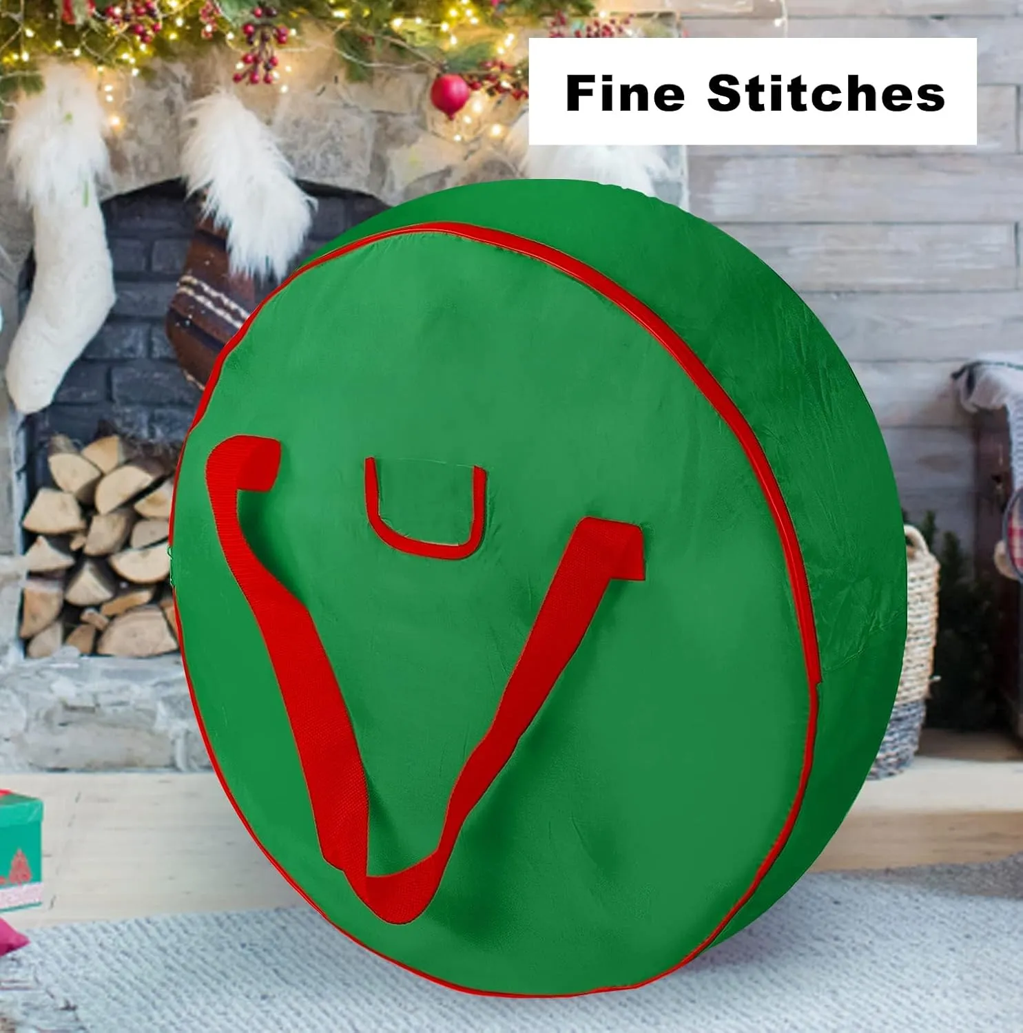 Christmas Wreath Storage Bag 36inch -Large Christmas Wreath Storage Container-Durable Oxford Fabric, Dual Zippered, Easy to Slip the Wreath in & Out, Protect Wreath Garlands from Dust-Green,Pack of 2