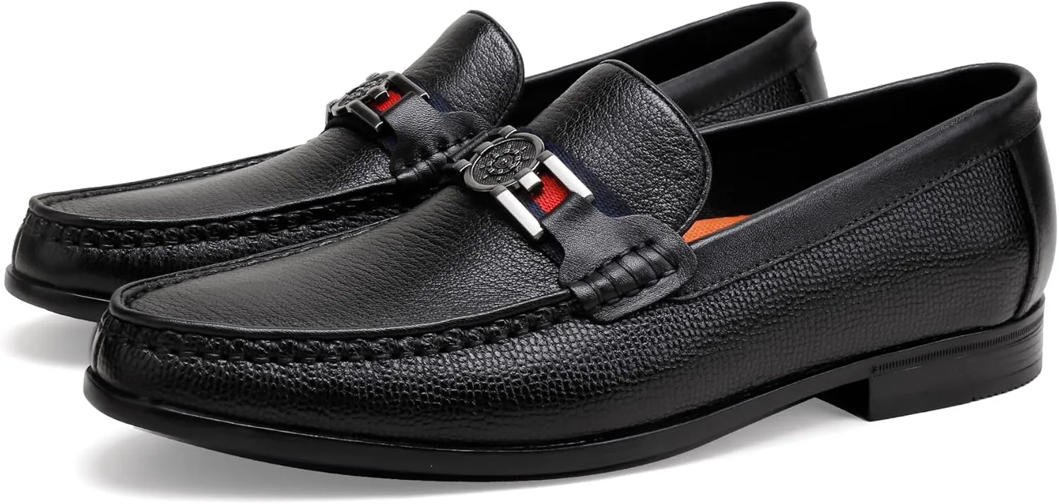 Classic Men's Dress Loafers, Leather Buckle Slip-on Dress Shoes Casual Party Formal Shoes Penny Loafer for Mens