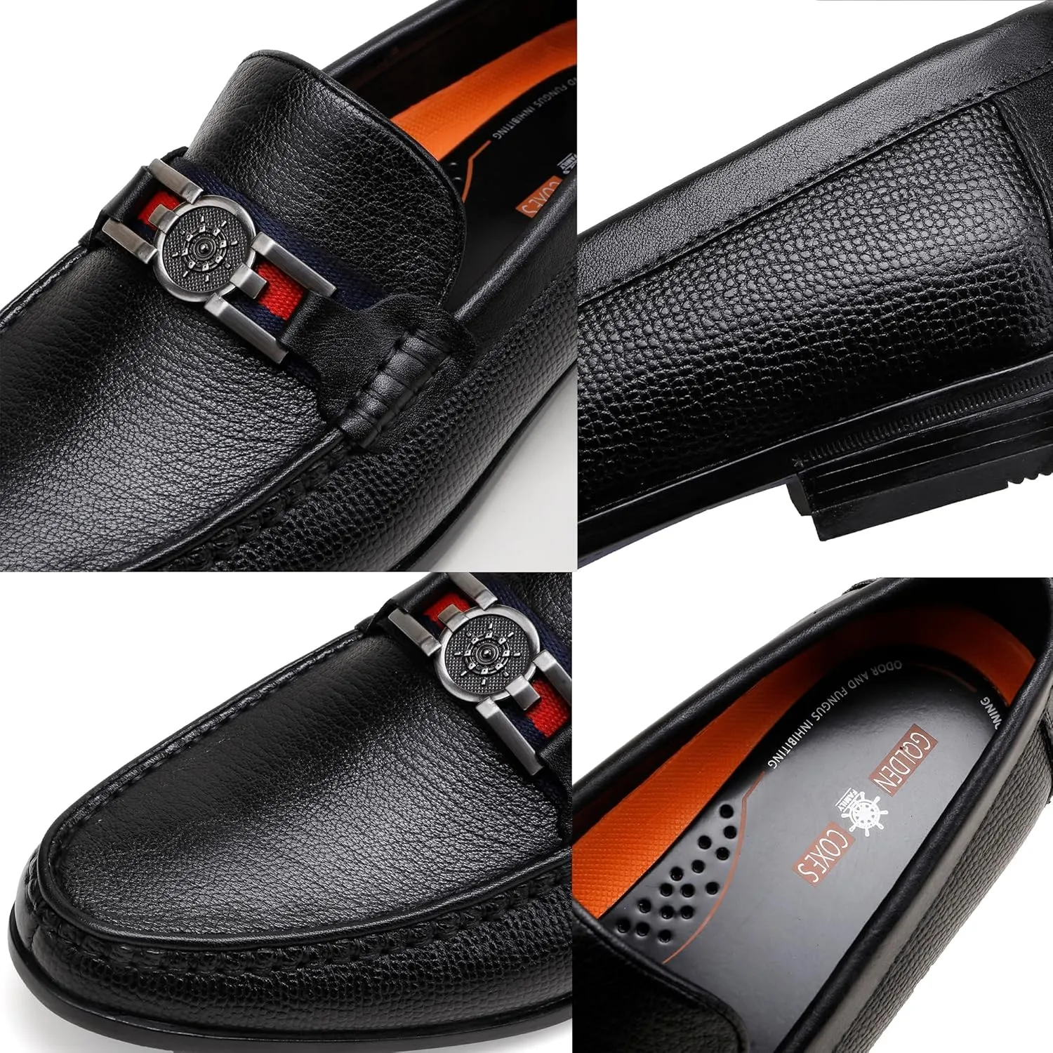 Classic Men's Dress Loafers, Leather Buckle Slip-on Dress Shoes Casual Party Formal Shoes Penny Loafer for Mens